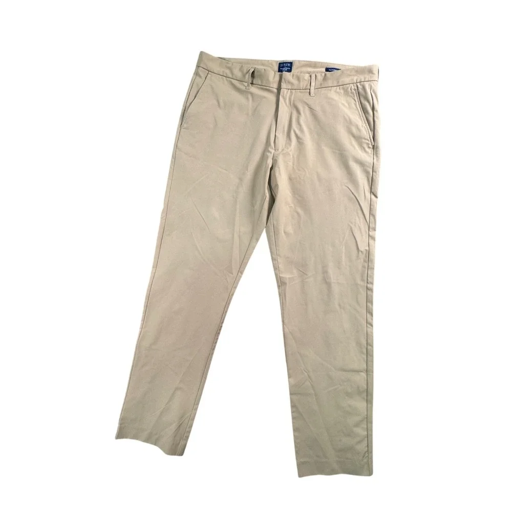 J.Crew Mens 34x31 Thompson Flex Chino Pants Tan Khaki Tapered‎ Performance Fit